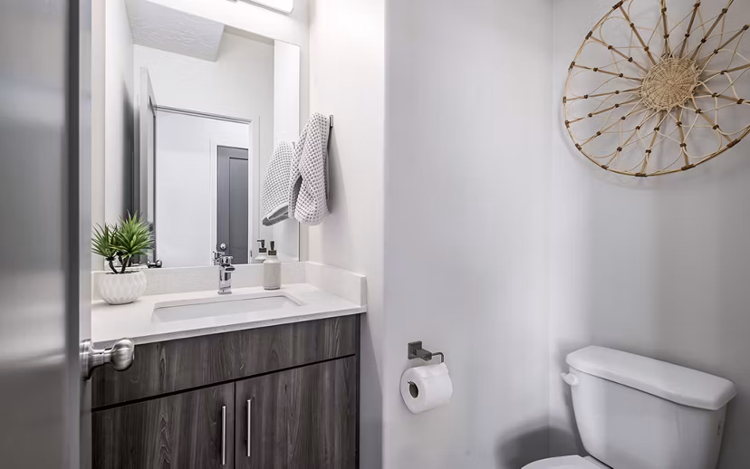 Modern bathroom with sleek finishes at Banner Hill Apartments in Baltimore