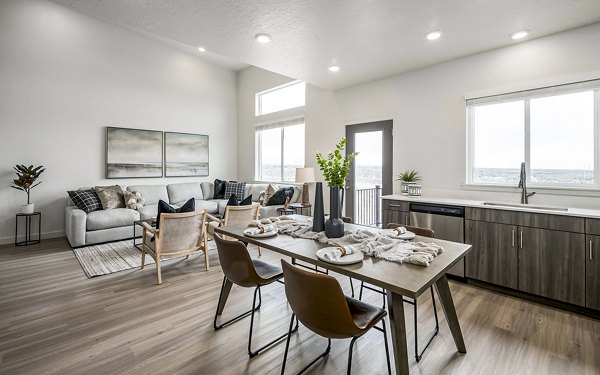 Dining room featuring elegant decor and modern furniture at Banner Hill Apartments