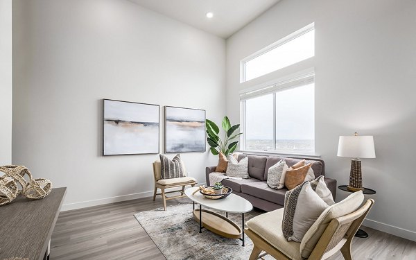 Spacious living room with modern decor at Banner Hill Apartments