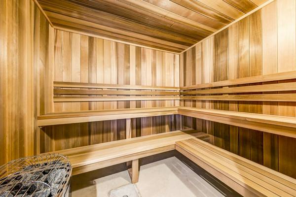 sauna at The Bend at Highland Meadows Apartments
