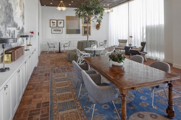 Clubhouse with elegant seating and modern decor at The Fitz Apartments, luxury Greystar community