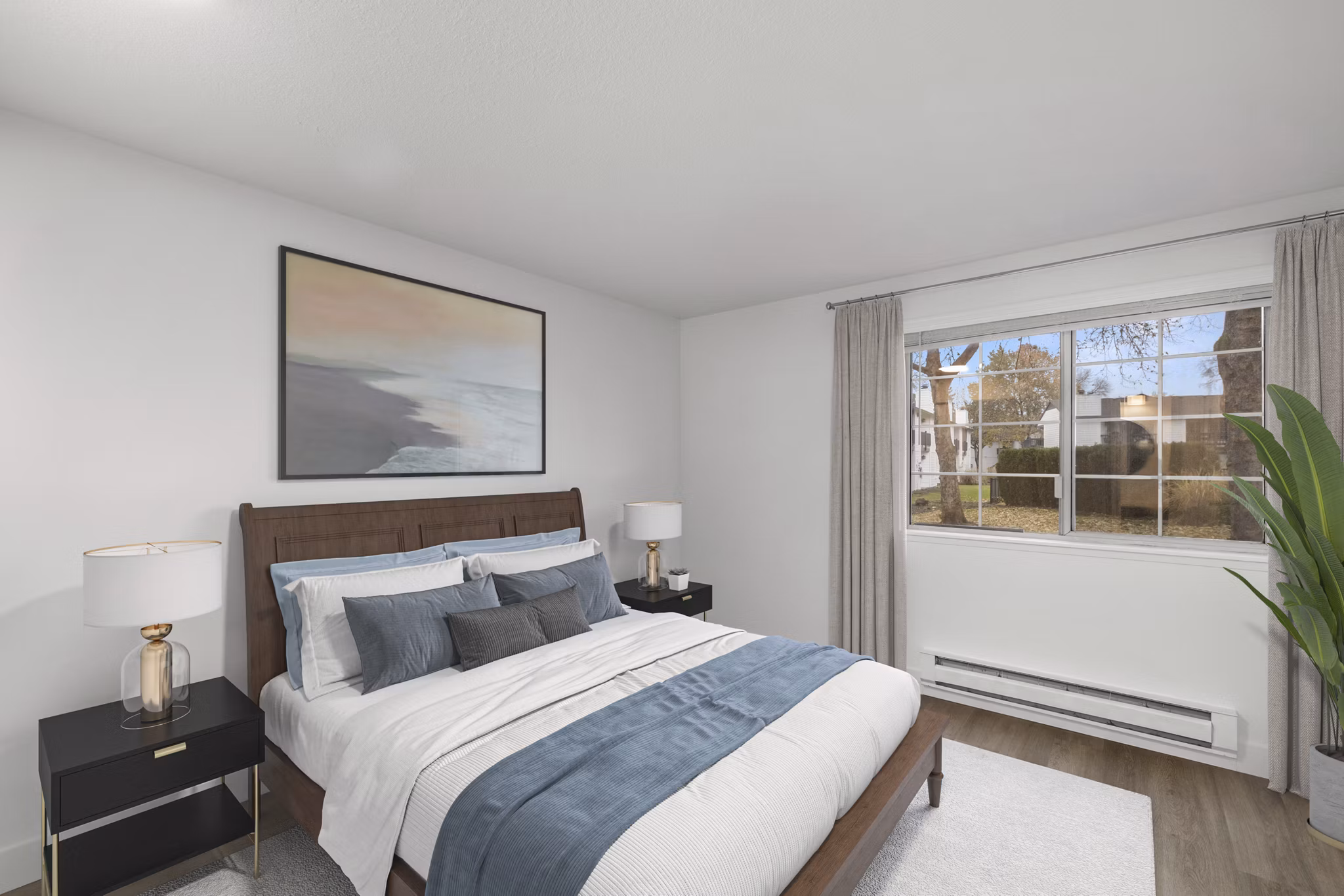 Bedroom featuring modern decor at Sedona at Bridgecreek Apartments