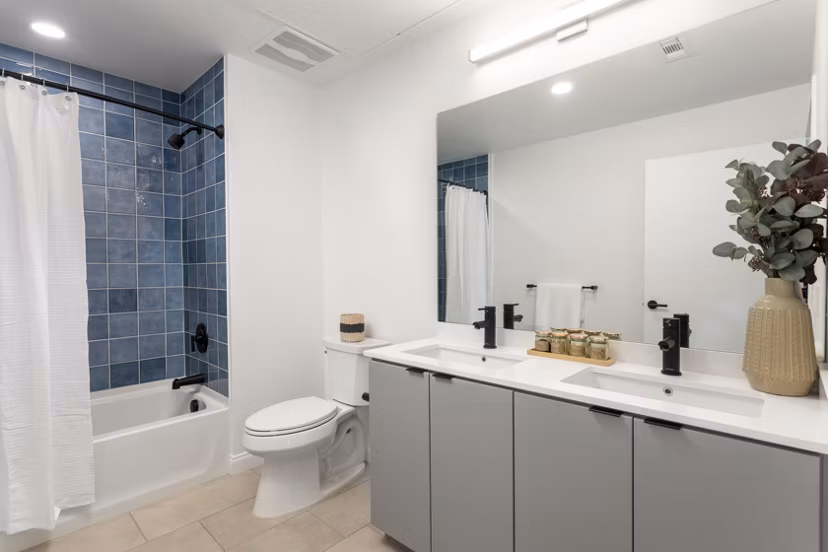 Bathroom with modern fixtures at The Charlie SM C&B Apartments