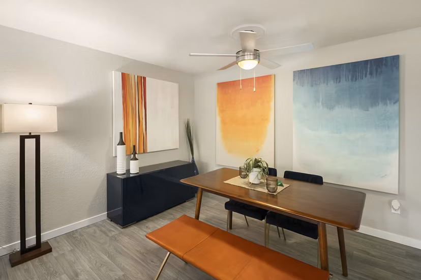 Dining area featuring modern decor and elegant furnishings at Skyview 3322 Apartments Perfect setting for luxury living experiences
