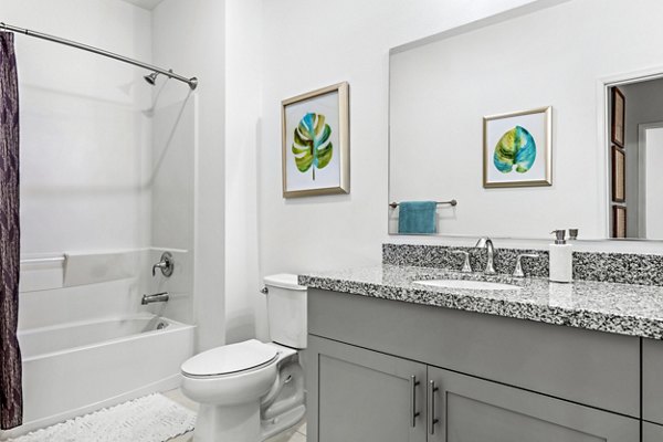 Spacious bathroom with modern fixtures at The Element Apartments