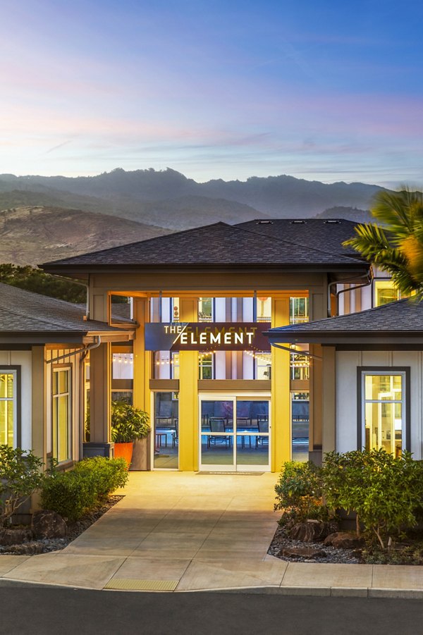 Clubhouse and leasing office with modern furnishings at The Element Apartments