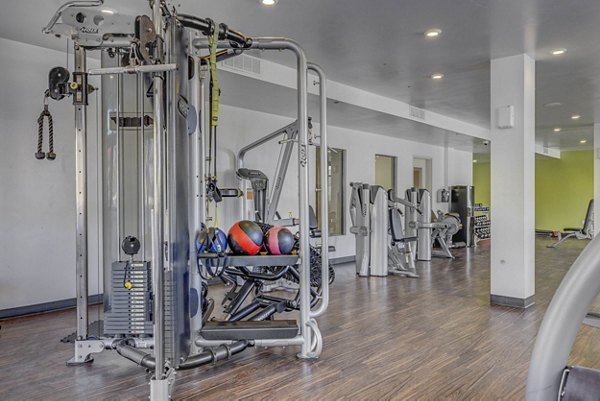 Modern fitness center with advanced equipment at The Calo Apartments