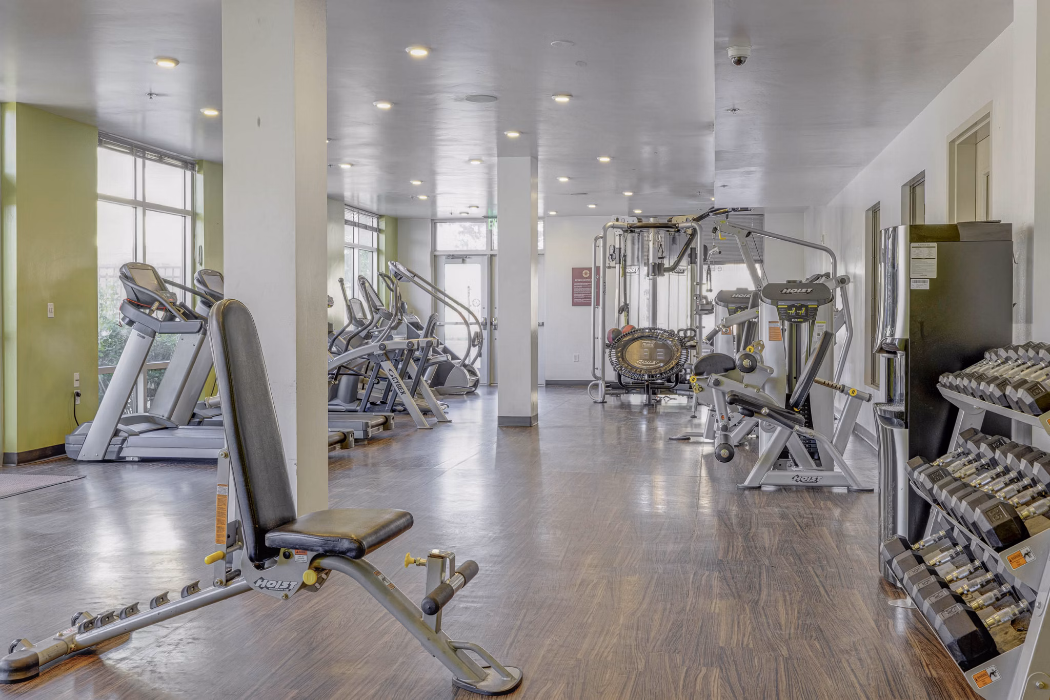 Fitness center featuring modern equipment at The Calo Apartments fitness center