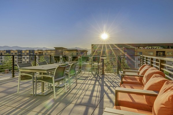Rooftop deck with stunning skyline views at The Calo Apartments