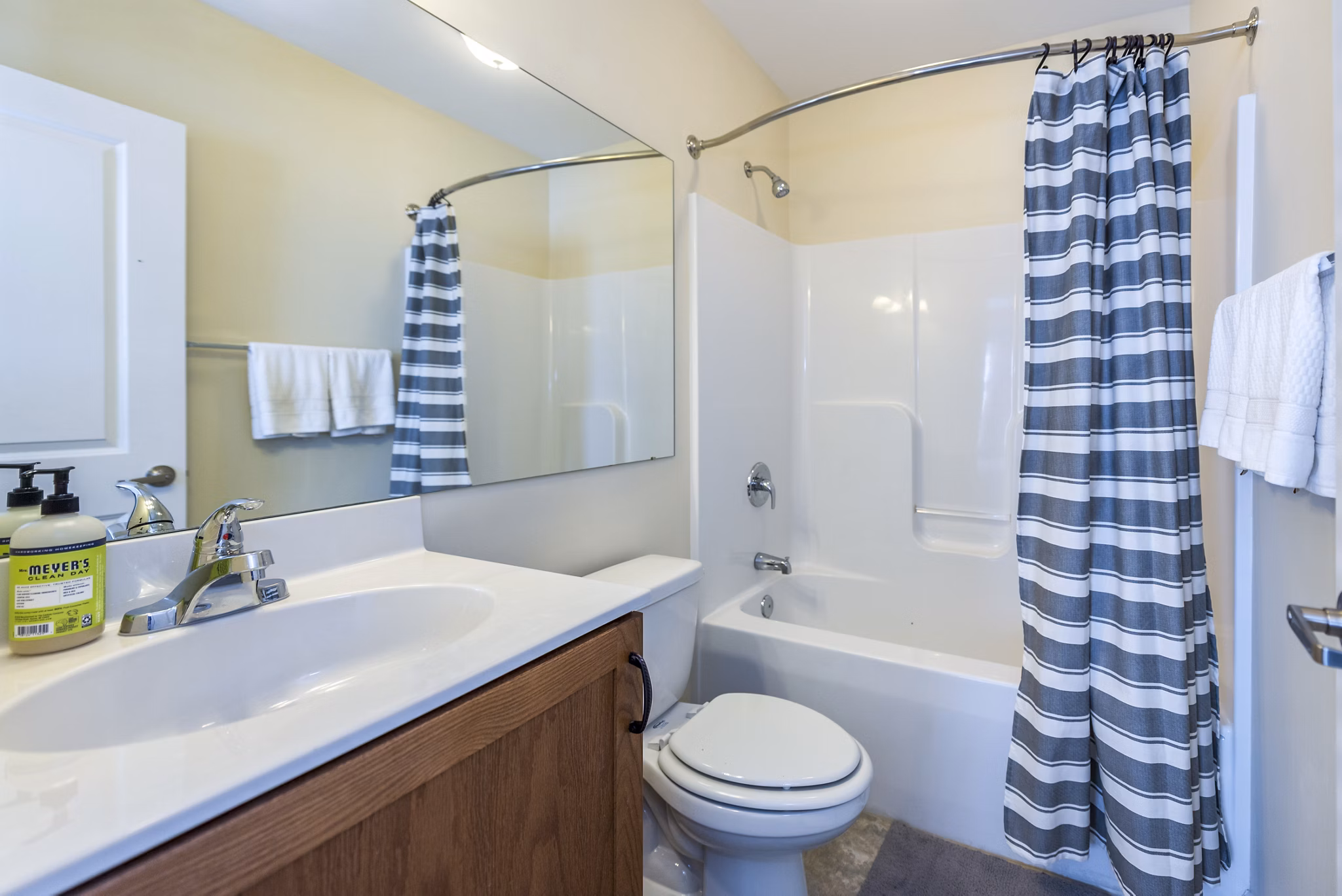 Modern bathroom with sleek fixtures at Campus View Apartments