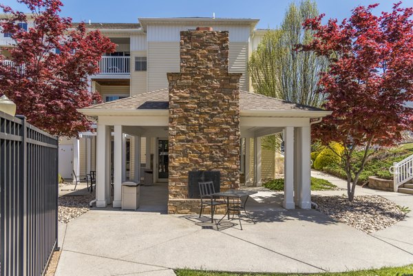 fire pit/patio at Campus View Apartments