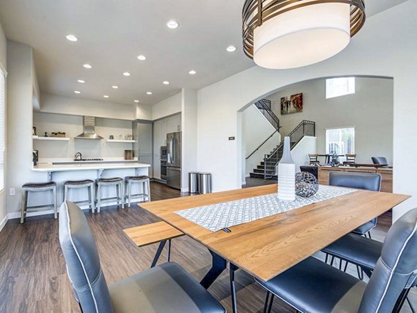 Elegant clubhouse with modern decor and seating at Sereno Apartments, luxury living community