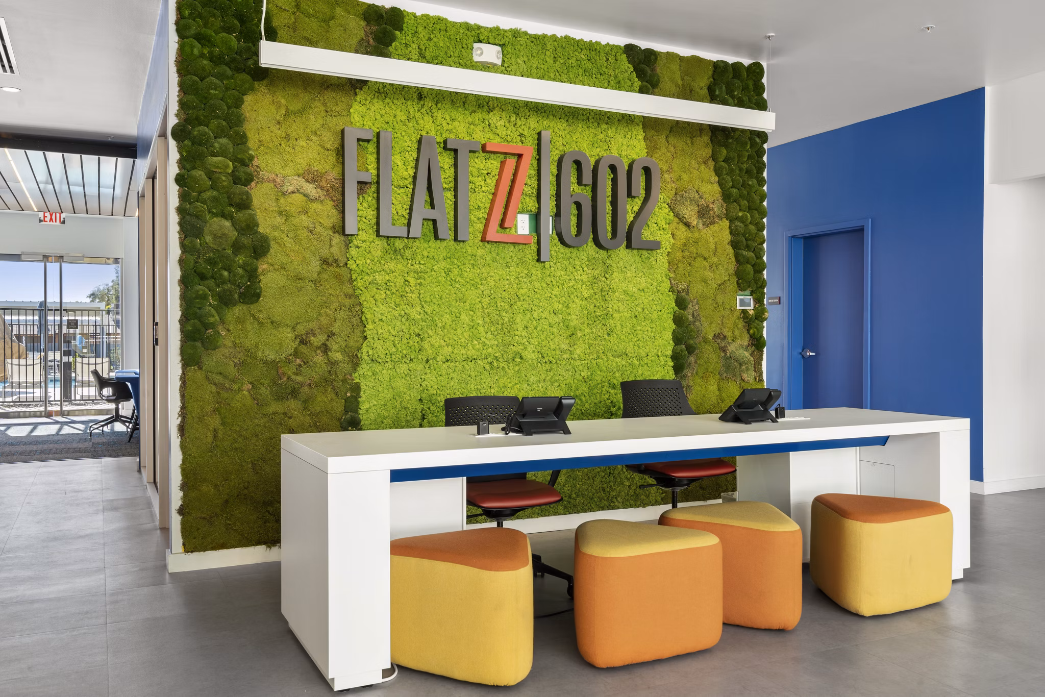 Modern clubhouse with sleek design at FLATZ 602 Apartments