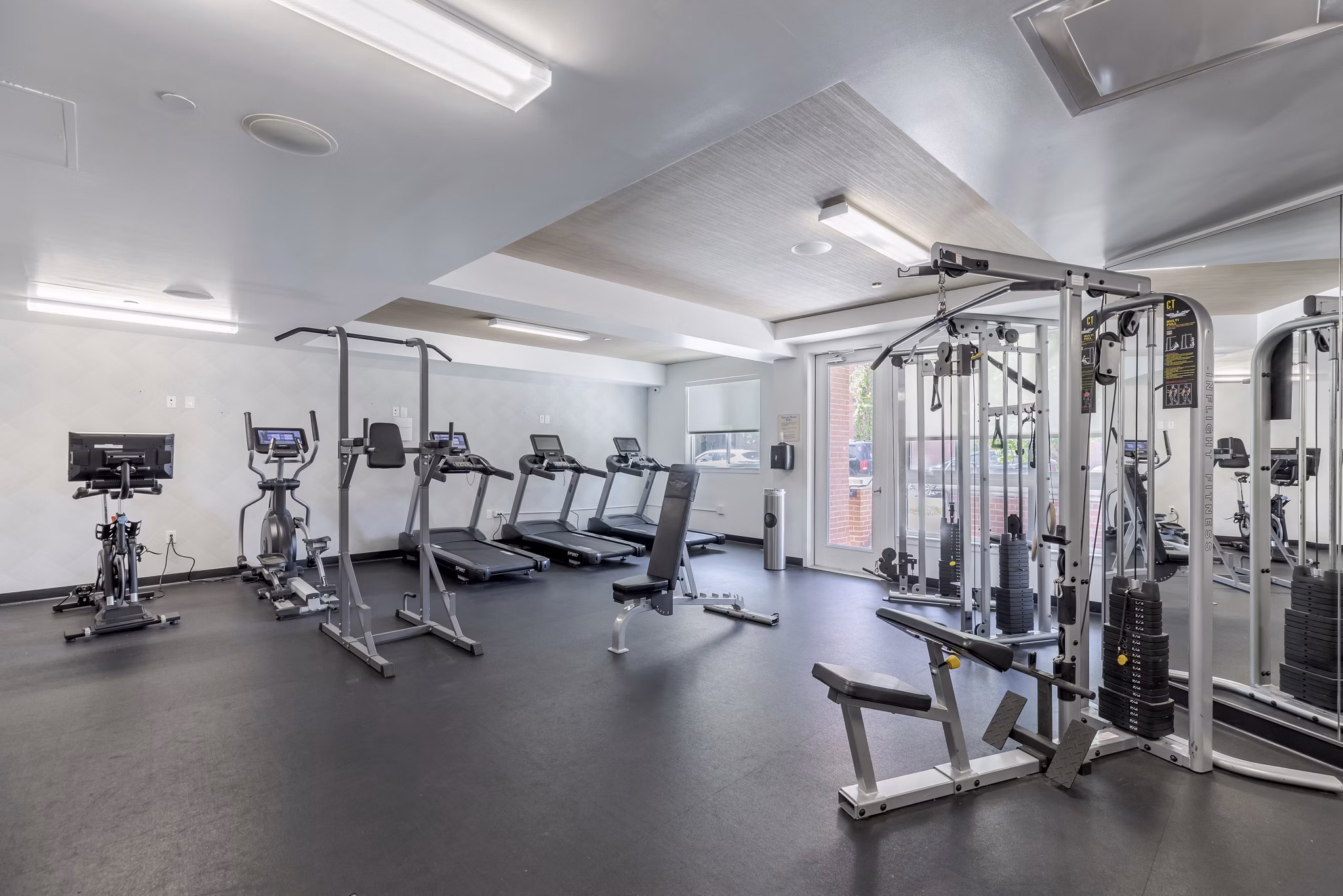 State-of-the-art fitness center with modern equipment at Union 9Seventy Apartments
