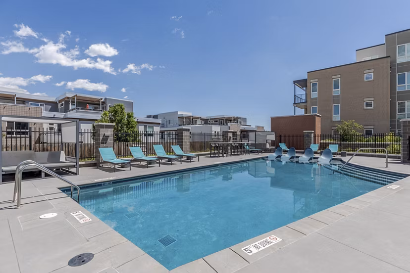 Inviting outdoor pool at Union 9Seventy Apartments perfect for leisure and relaxation
