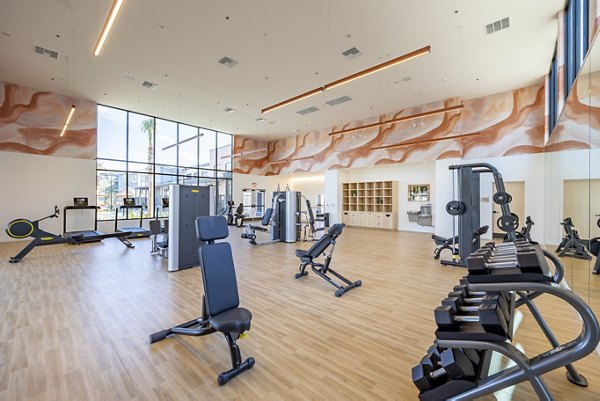 Fitness center with state-of-the-art equipment at Alma Apartments