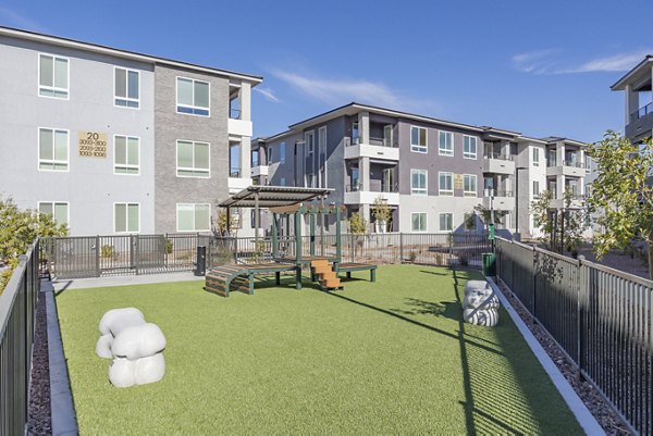Dog-friendly park with agility equipment at Alma Apartments