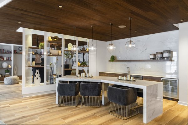 Clubhouse at The Cynwyd Apartments featuring modern design and seating areas