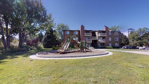 Colorful, state-of-the-art playground at Glen at the Park Apartments, ideal for family-friendly living and outdoor fun