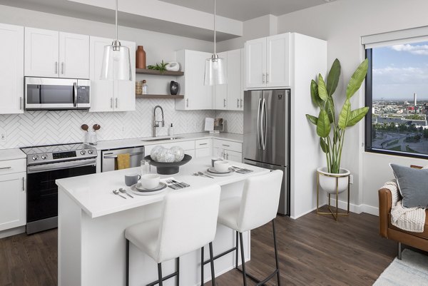 Stylish kitchen with modern appliances at 1919 Mile High Apartments