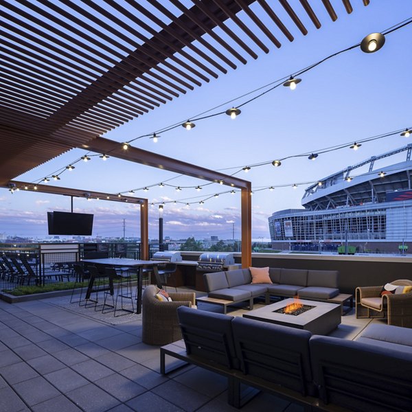 Scenic mountain views from a rooftop deck at 1919 Mile High Apartments