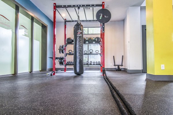 State-of-the-art fitness center at The Retreat at Vista Lake Apartments featuring modern equipment
