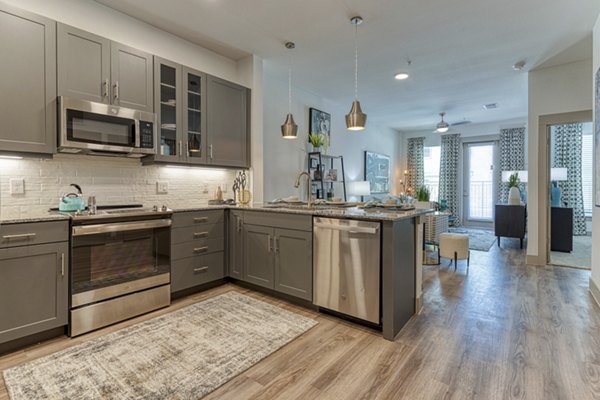 kitchen at Alexan Riverside Apartments