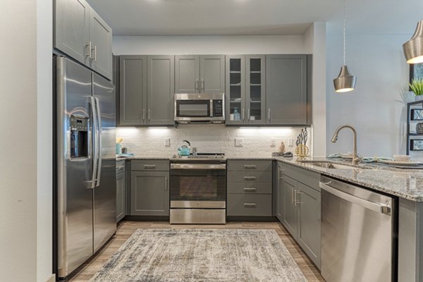 kitchen at Alexan Riverside Apartments