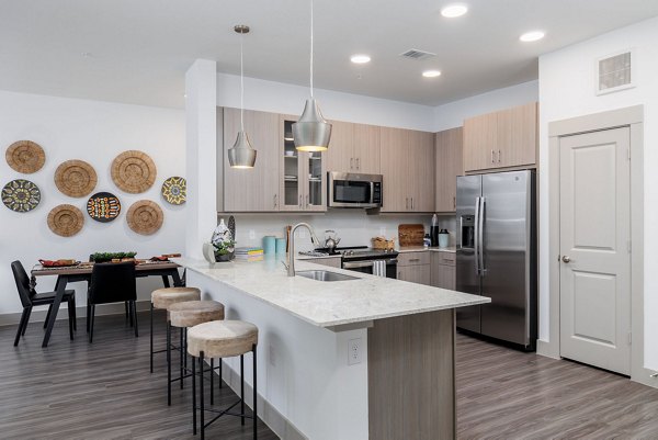 kitchen at Alexan Riverside Apartments