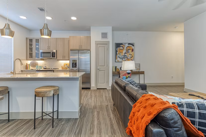 kitchen at Alexan Riverside Apartments
