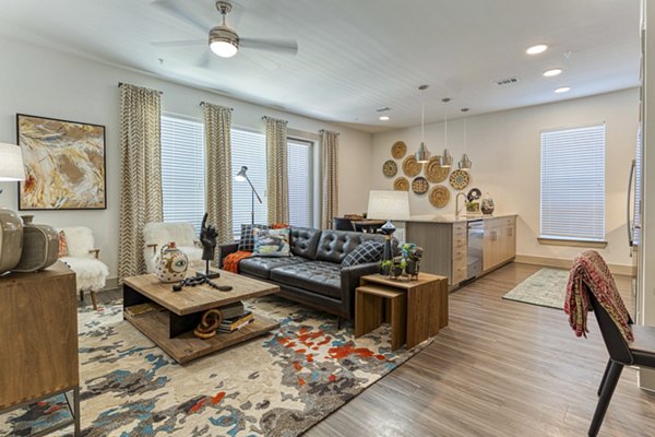 living room at Alexan Riverside Apartments