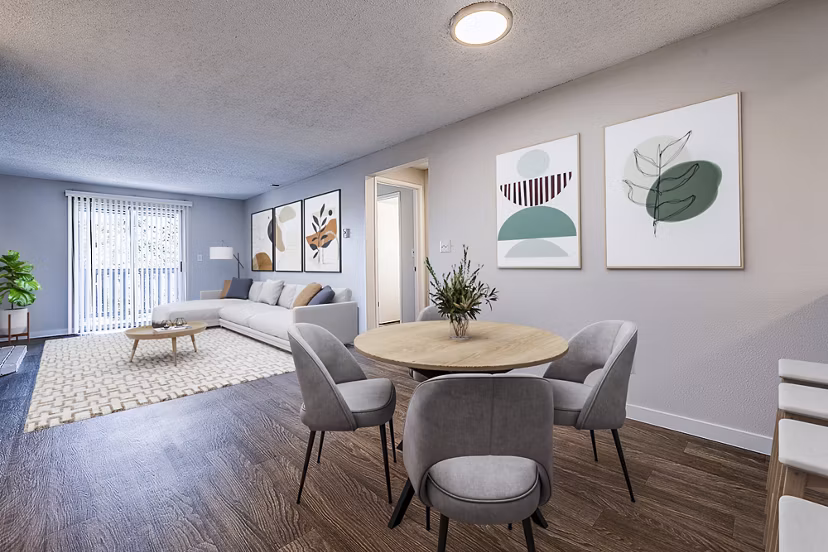Dining room featuring modern decor and a sleek dining set at 1202 Pearl Apartments, a Greystar luxury property in downtown Denver