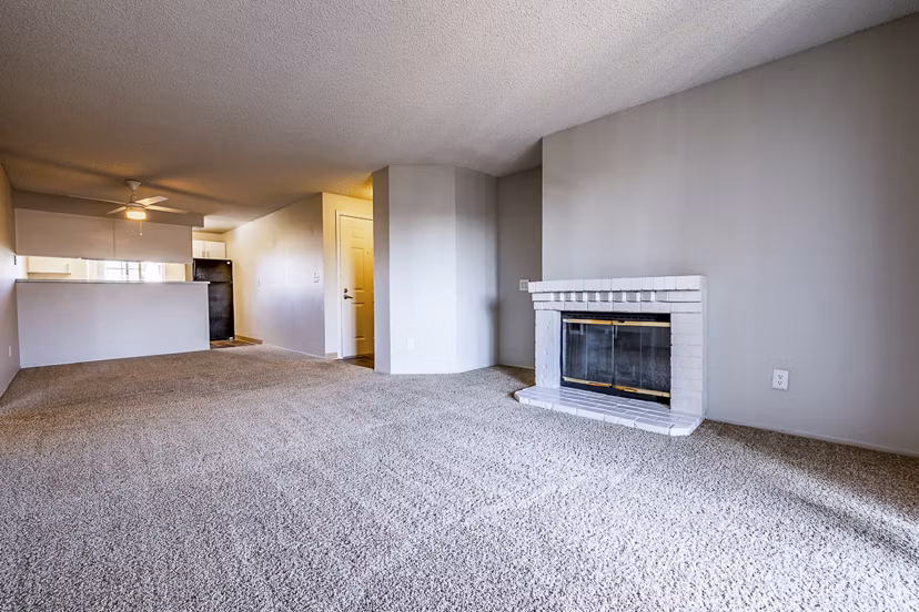 Modern living room with natural light and sleek furniture at 1202 Pearl Apartments