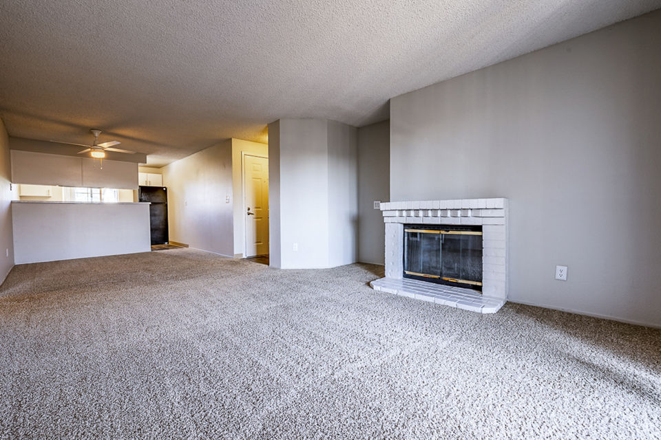 Modern living room with natural light and sleek furniture at 1202 Pearl Apartments