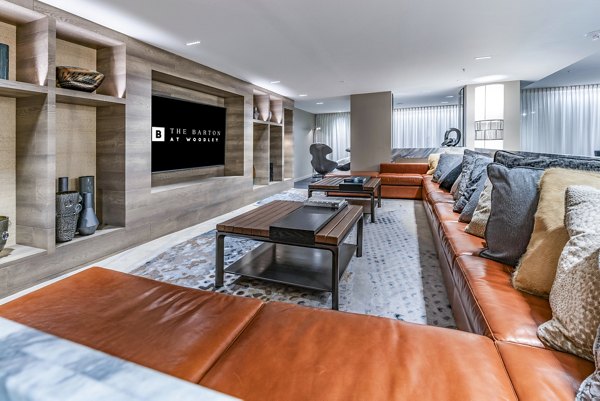 Elegant clubhouse featuring modern design at The Barton at Woodley Apartments