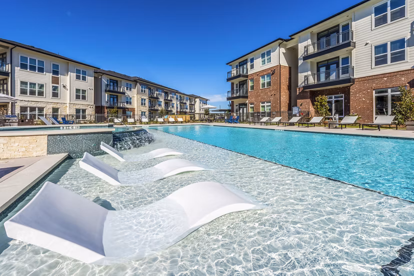 Rooftop pool with ocean views at The Waterview Apartments