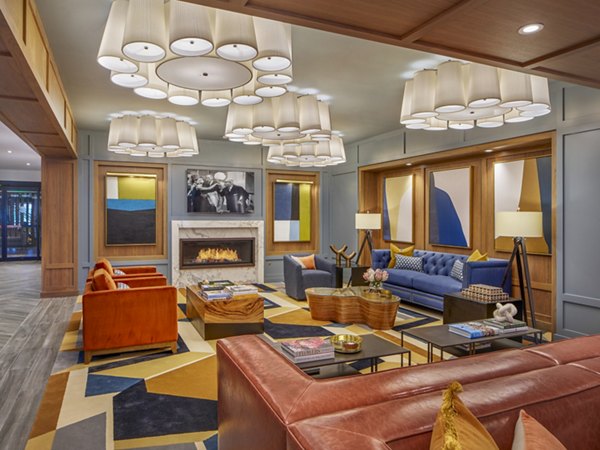 Icon Riverwalk Apartments: Elegant clubhouse with modern furnishings on the riverfront