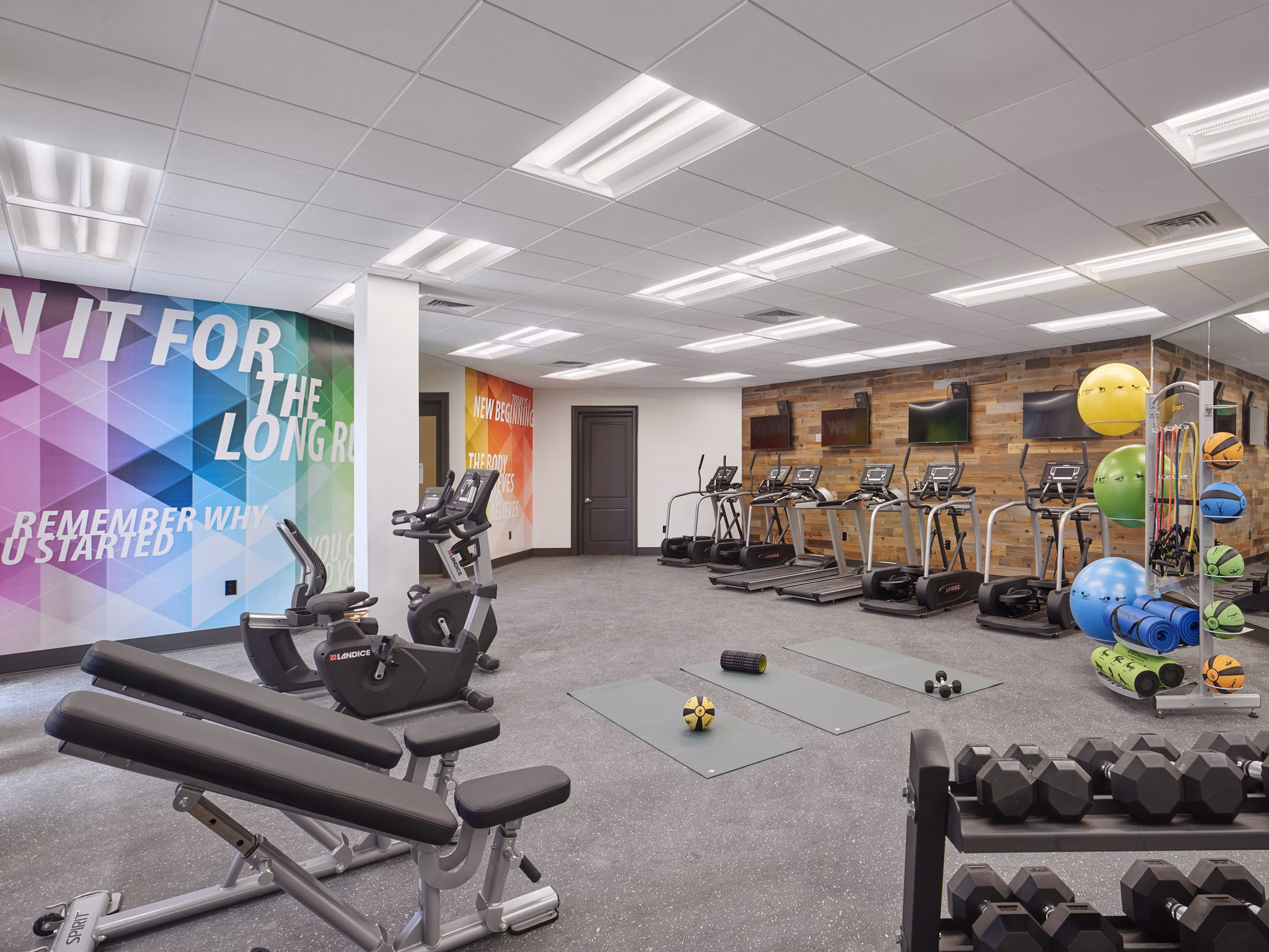 State-of-the-art fitness center with modern equipment at Icon Riverwalk Apartments