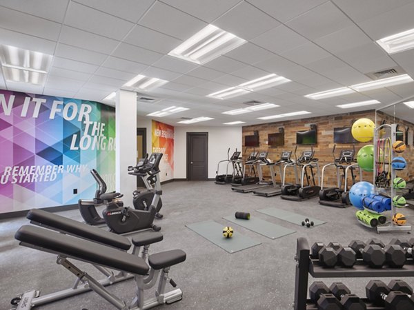 State-of-the-art fitness center with modern equipment at Icon Riverwalk Apartments