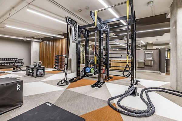 State-of-the-art fitness center at Mason & Main Apartments offers modern equipment for a complete workout experience