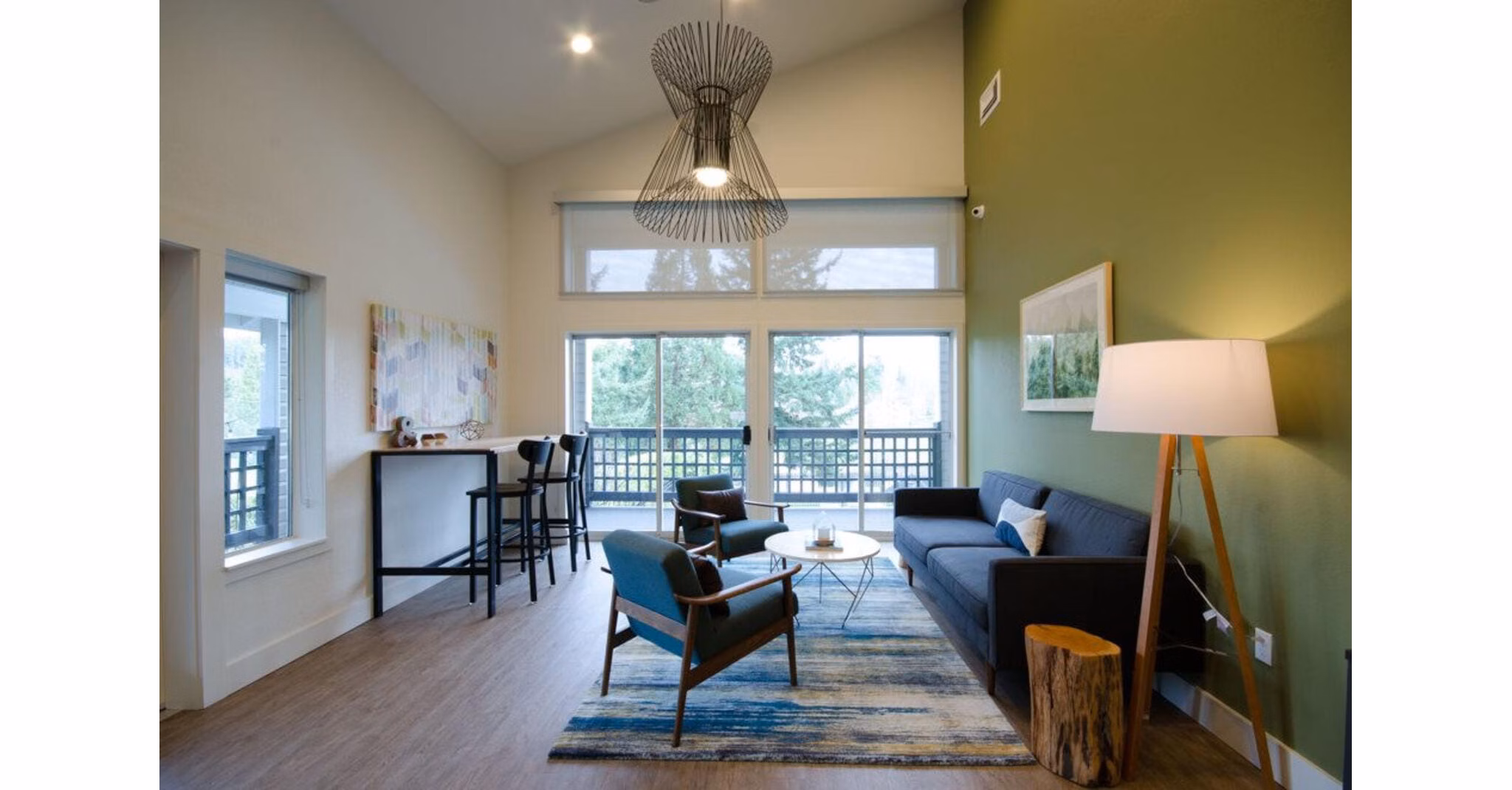 Modern clubhouse with lush seating areas at The Fairways Apartments, offering a luxurious experience for residents