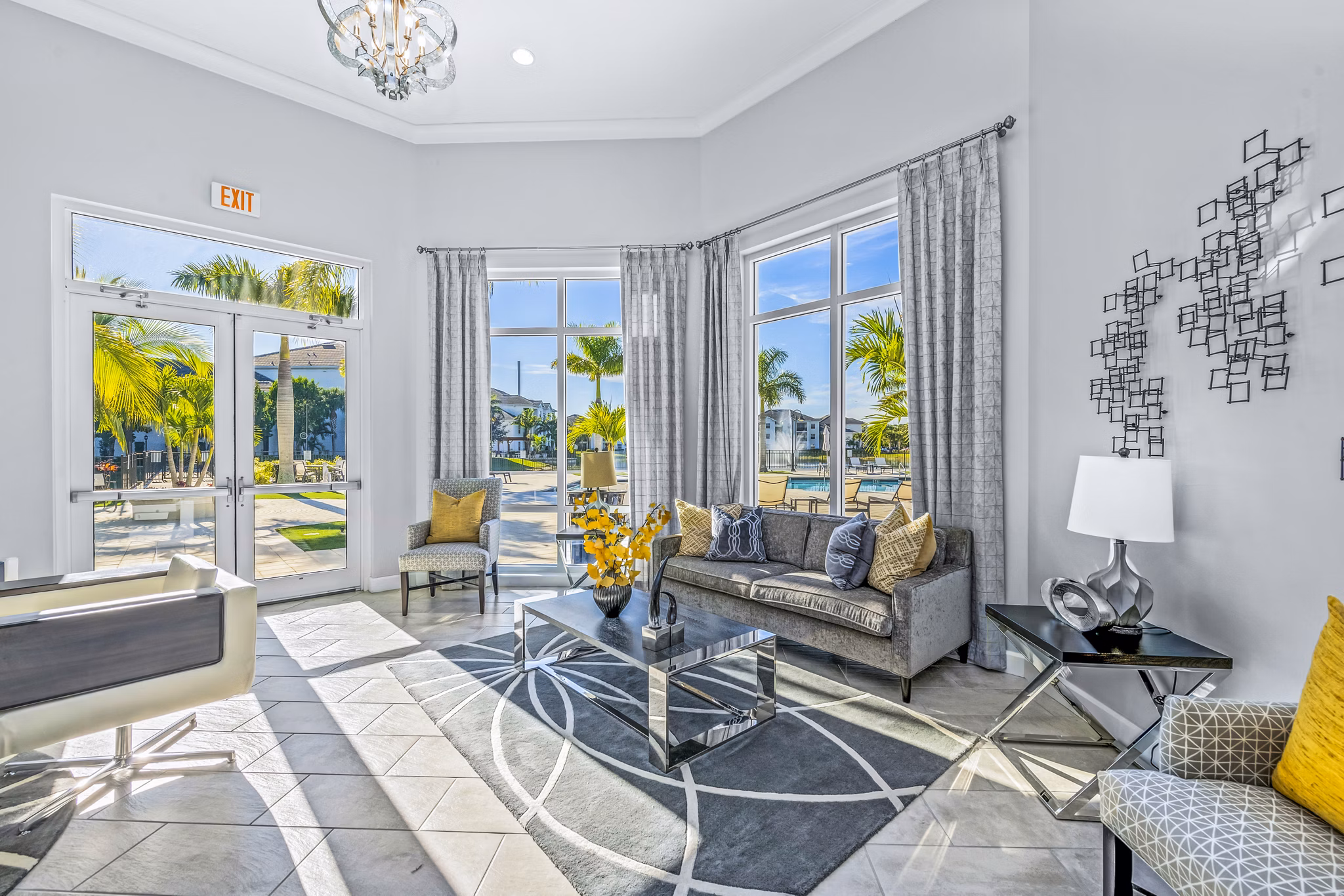 Stylish clubhouse with modern amenities at Estero Oaks Apartments, perfect for social gatherings and relaxation