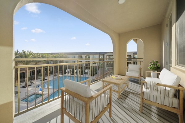 Album Marana Apartments: Modern patio with comfortable seating and lush greenery