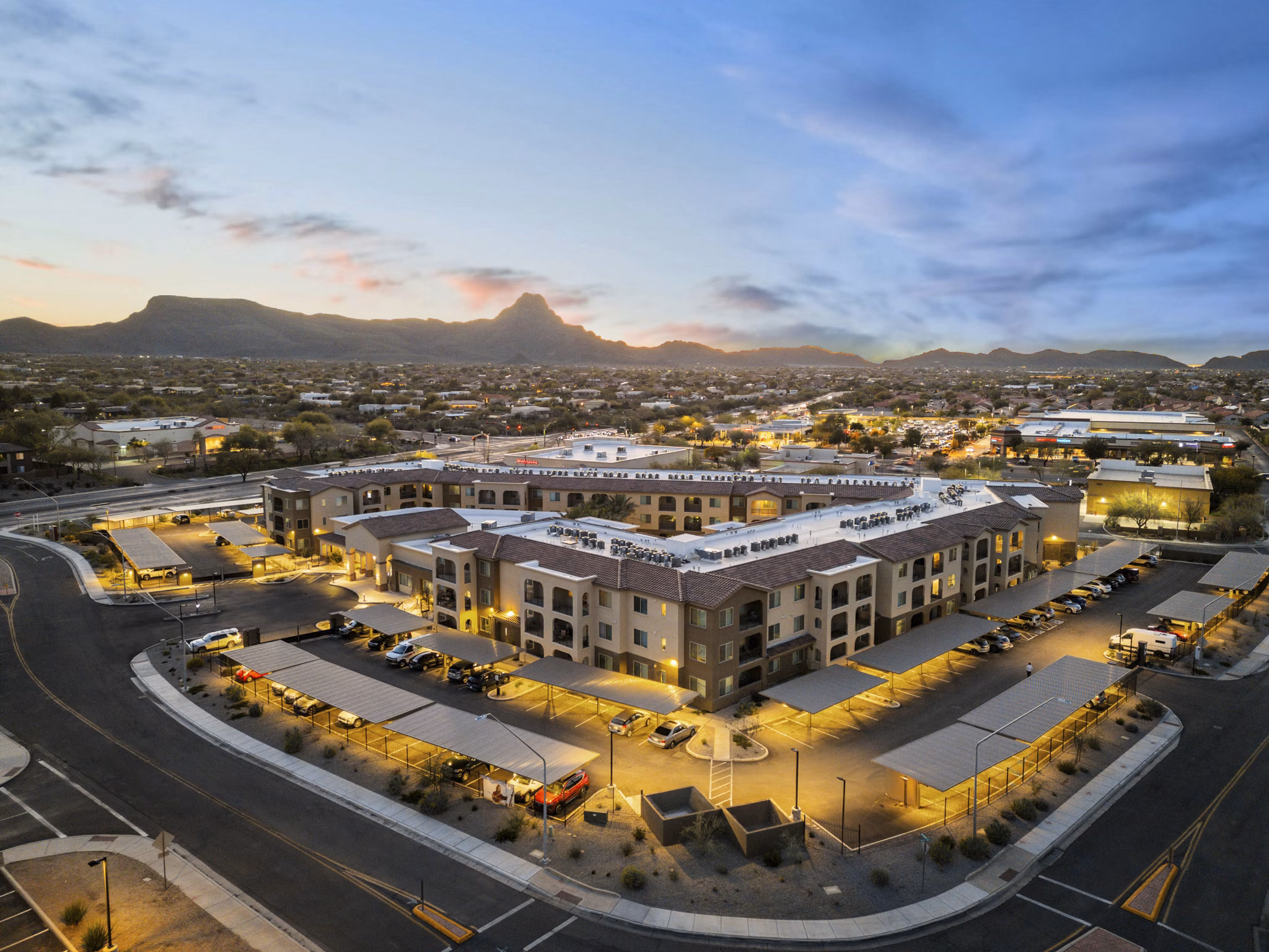 Desert mountain view from luxury apartment balcony at Album Marana Apartments