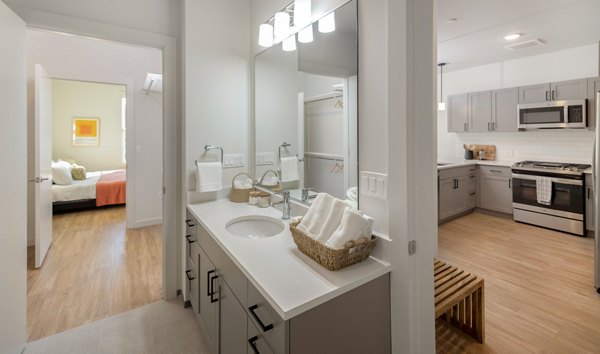 Bathroom featuring modern fixtures and elegant design in Darien Commons Apartments