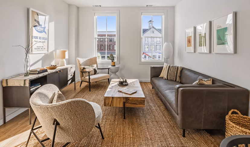Clubhouse with modern design at Darien Commons Apartments, featuring luxurious seating areas and stylish dÃ©cor