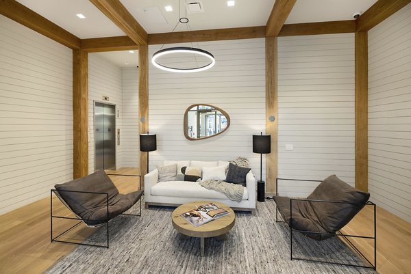 Clubhouse featuring luxurious seating areas at Darien Commons Apartments, a Greystar luxury community in Connecticut