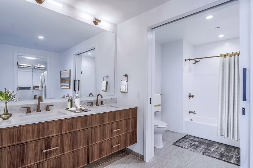 Modern bathroom with sleek fixtures at 212 Stuart Apartments