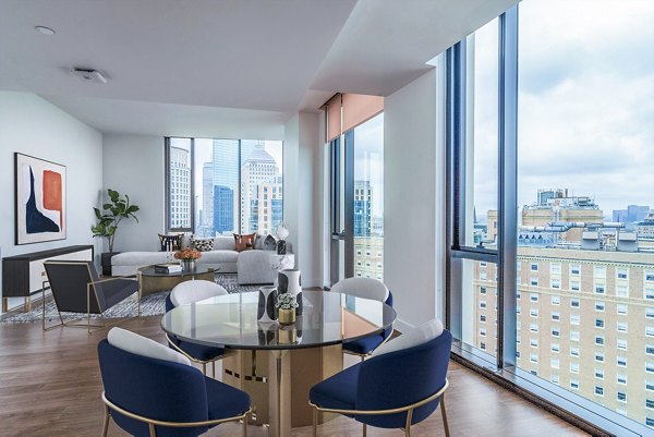 Elegant dining room with modern furnishings at 212 Stuart Apartments
