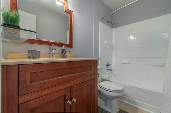 Bathroom with modern fixtures and elegant design at Towne at Glendale Apartments